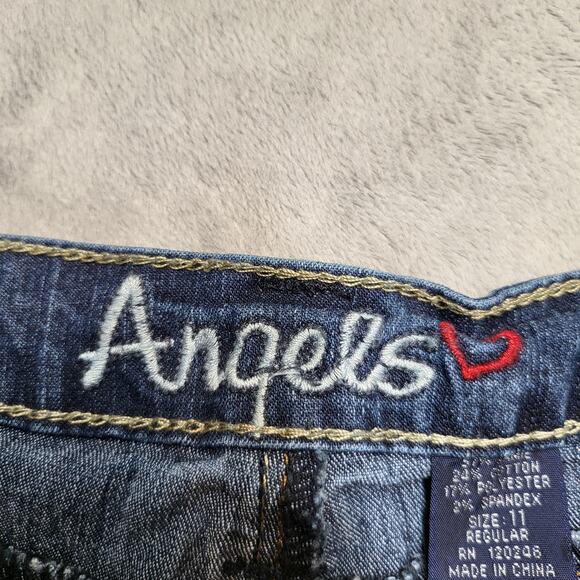 Angels Jeans Womens 11 Regular Blue Bootcut Low Rise Triple Button Front Stretch - Picture 4 of 10